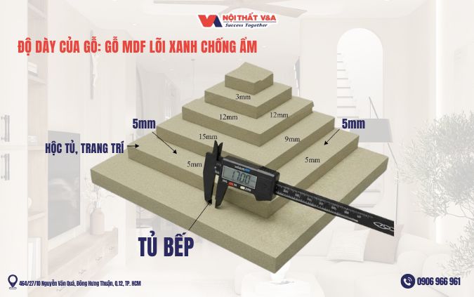Độ dày của gỗ Gỗ MDF lõi xanh chống ẩm