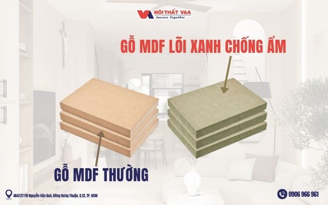 GỗMDFlõixanhchốngẩmvàgỗMDFthường