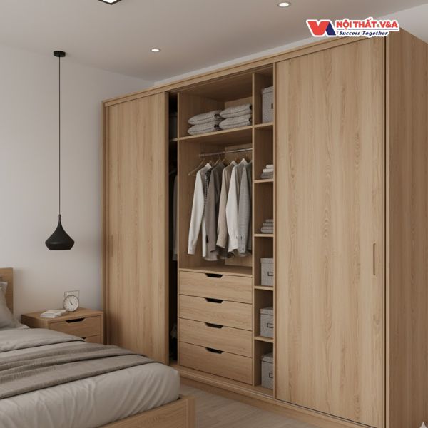 Tủ quần áo -MDF lõi xanh chống ẩm 17mm phủ Melamine