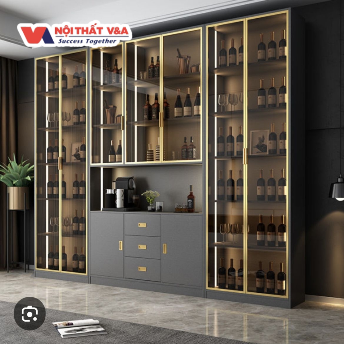 Tủ rượu phòng khách - Thi công nội thất gỗ Đông Nai