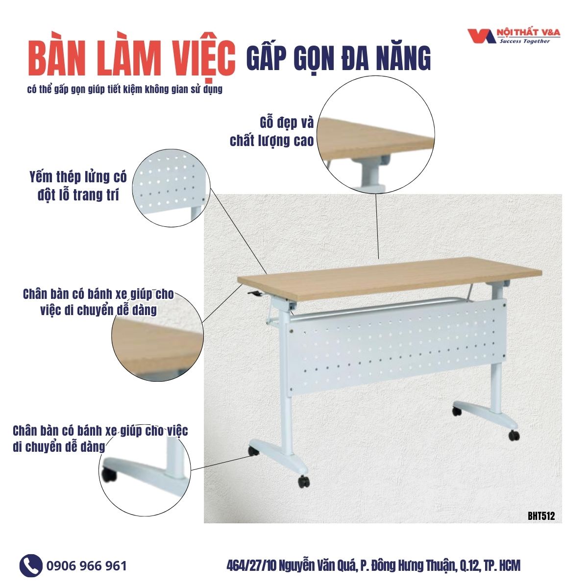 bàn gấp gọn đa năng - bàn làm việc giá rẻ gò vấp